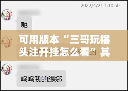 可用版本“三哥玩摆头注开挂怎么看”其实确实有挂