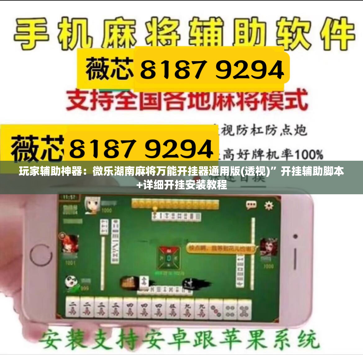 玩家辅助神器：微乐湖南麻将万能开挂器通用版(透视)”开挂辅助脚本+详细开挂安装教程