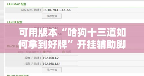 可用版本“哈狗十三道如何拿到好牌”开挂辅助脚本+详细开挂安装教程