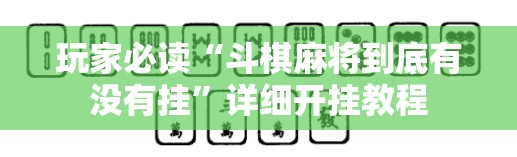 玩家必读“斗棋麻将到底有没有挂”详细开挂教程