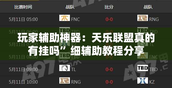 玩家辅助神器：天乐联盟真的有挂吗	”细辅助教程分享