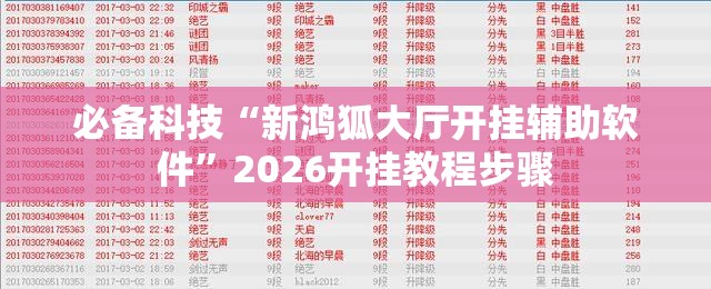 必备科技“新鸿狐大厅开挂辅助软件”2026开挂教程步骤