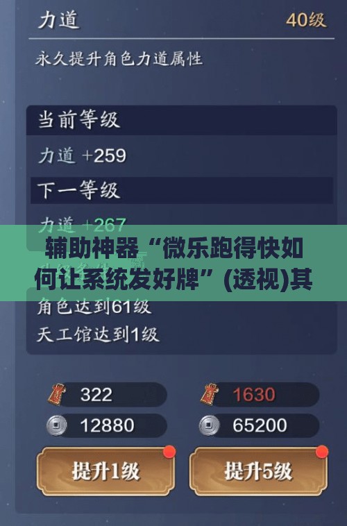辅助神器“微乐跑得快如何让系统发好牌”(透视)其实确实有挂