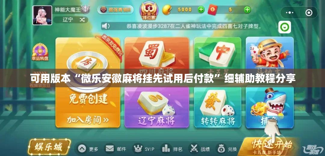 可用版本“微乐安徽麻将挂先试用后付款	”细辅助教程分享