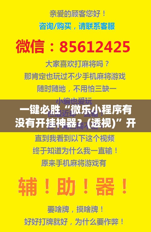 一键必胜“微乐小程序有没有开挂神器？(透视)”开挂辅助脚本+详细开挂安装教程