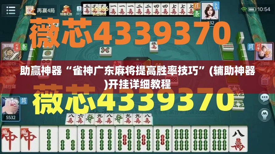 助赢神器“雀神广东麻将提高胜率技巧”(辅助神器)开挂详细教程