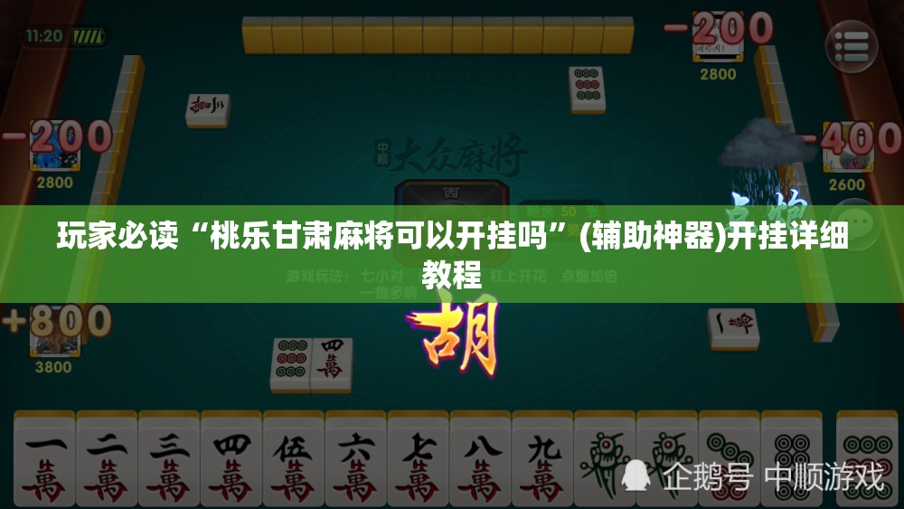 玩家必读“桃乐甘肃麻将可以开挂吗	”(辅助神器)开挂详细教程