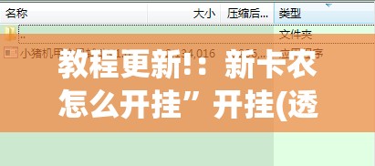 教程更新!：新卡农怎么开挂”开挂(透视)最新辅助详细