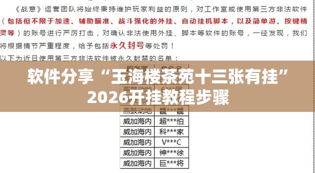 软件分享“玉海楼茶苑十三张有挂”2026开挂教程步骤