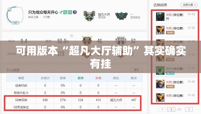 可用版本“超凡大厅辅助”其实确实有挂