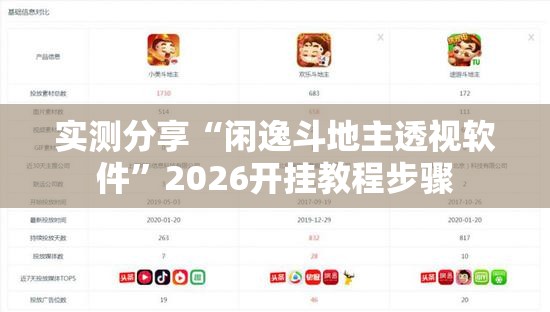 实测分享“闲逸斗地主透视软件	”2026开挂教程步骤