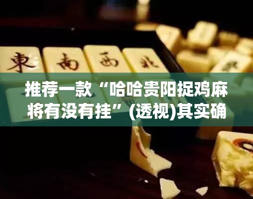 推荐一款“哈哈贵阳捉鸡麻将有没有挂”(透视)其实确实有挂