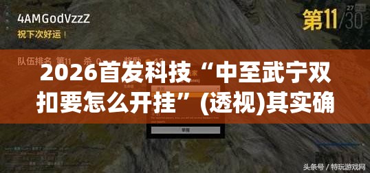 2026首发科技“中至武宁双扣要怎么开挂”(透视)其实确实有挂