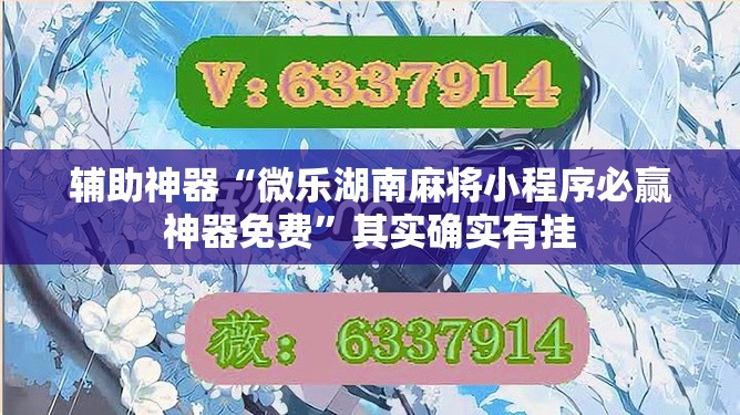 辅助神器“微乐湖南麻将小程序必赢神器免费”其实确实有挂