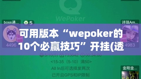 可用版本“wepoker的10个必赢技巧”开挂(透视)最新辅助详细