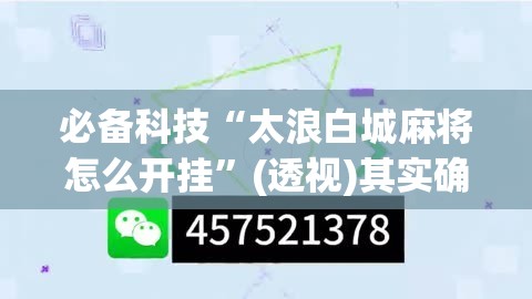 必备科技“太浪白城麻将怎么开挂”(透视)其实确实有挂