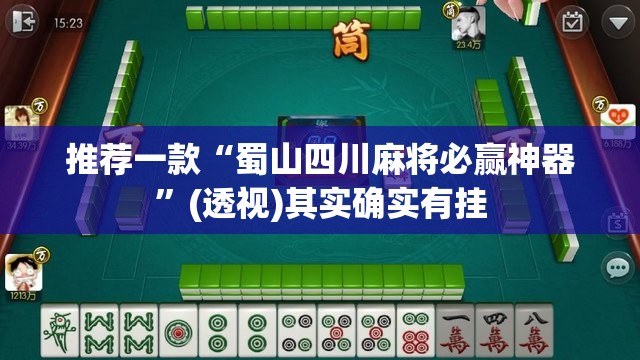 推荐一款“蜀山四川麻将必赢神器”(透视)其实确实有挂