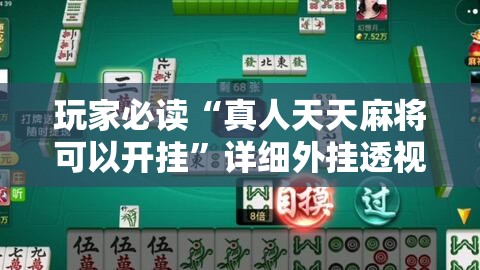 玩家必读“真人天天麻将可以开挂”详细外挂透视辅助软件教程