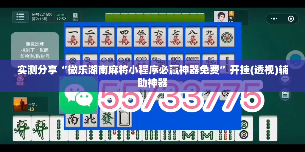 实测分享“微乐湖南麻将小程序必赢神器免费	”开挂(透视)辅助神器