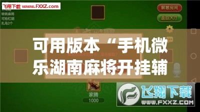 可用版本“手机微乐湖南麻将开挂辅助器通用版”(透视)其实确实有挂