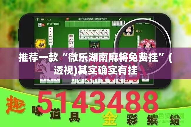 推荐一款“微乐湖南麻将免费挂”(透视)其实确实有挂