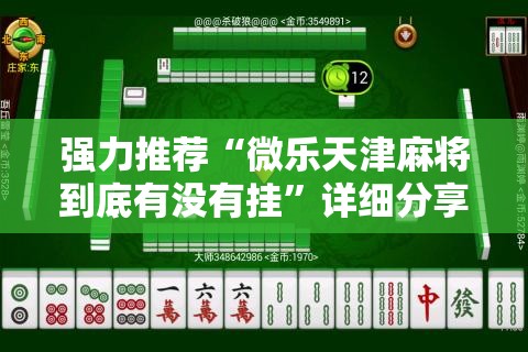 强力推荐“微乐天津麻将到底有没有挂”详细分享装挂步骤