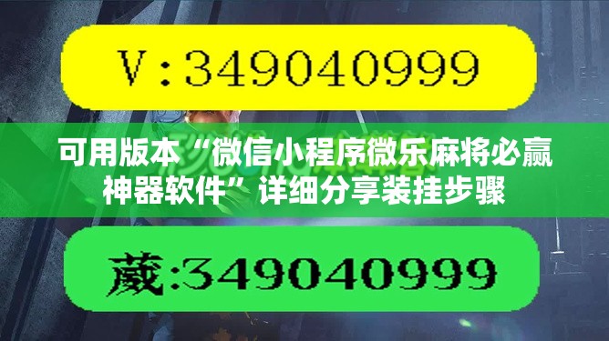 可用版本“微信小程序微乐麻将必赢神器软件”详细分享装挂步骤