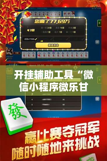 开挂辅助工具“微信小程序微乐甘肃麻将开挂辅助器通用版”开挂详细教程