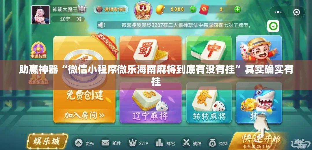 助赢神器“微信小程序微乐海南麻将到底有没有挂”其实确实有挂