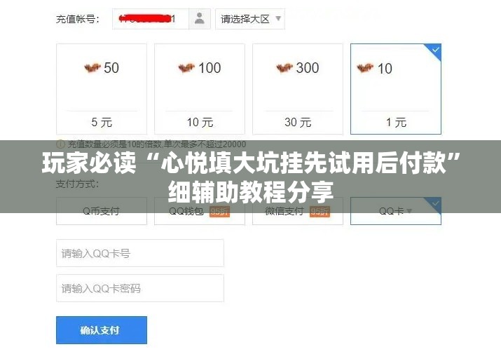 玩家必读“心悦填大坑挂先试用后付款	”细辅助教程分享