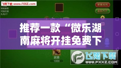 推荐一款“微乐湖南麻将开挂免费下载安装”开挂辅助脚本+详细开挂安装教程
