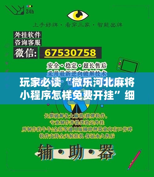 玩家必读“微乐河北麻将小程序怎样免费开挂”细辅助教程分享