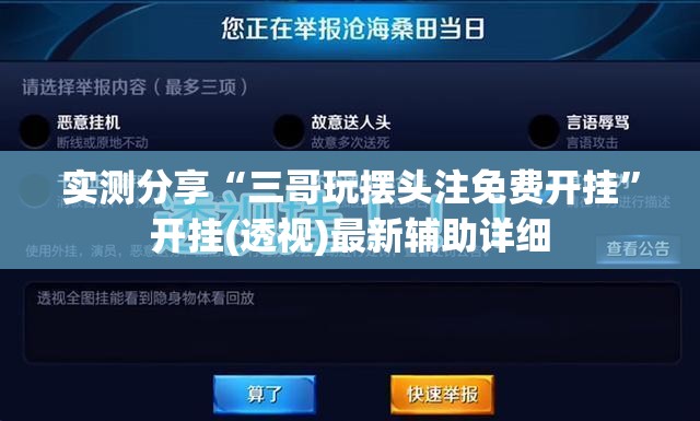 实测分享“三哥玩摆头注免费开挂”开挂(透视)最新辅助详细