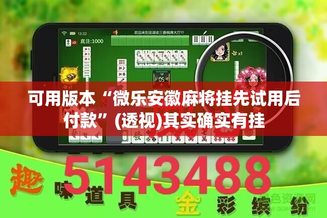 可用版本“微乐安徽麻将挂先试用后付款”(透视)其实确实有挂