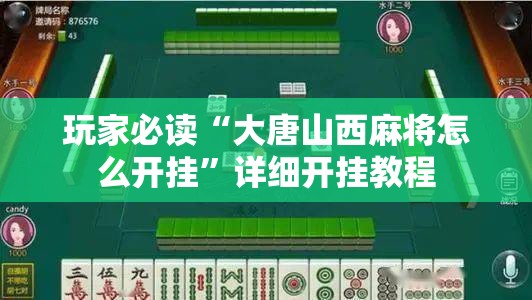 玩家必读“大唐山西麻将怎么开挂”详细开挂教程