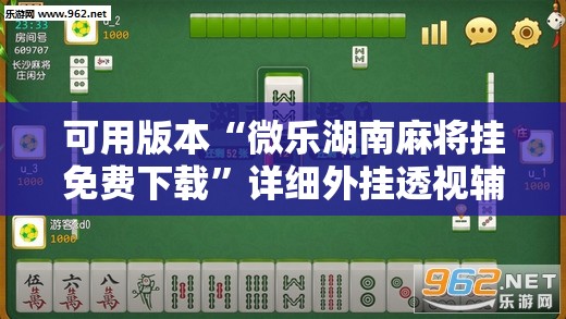 可用版本“微乐湖南麻将挂免费下载	”详细外挂透视辅助软件教程