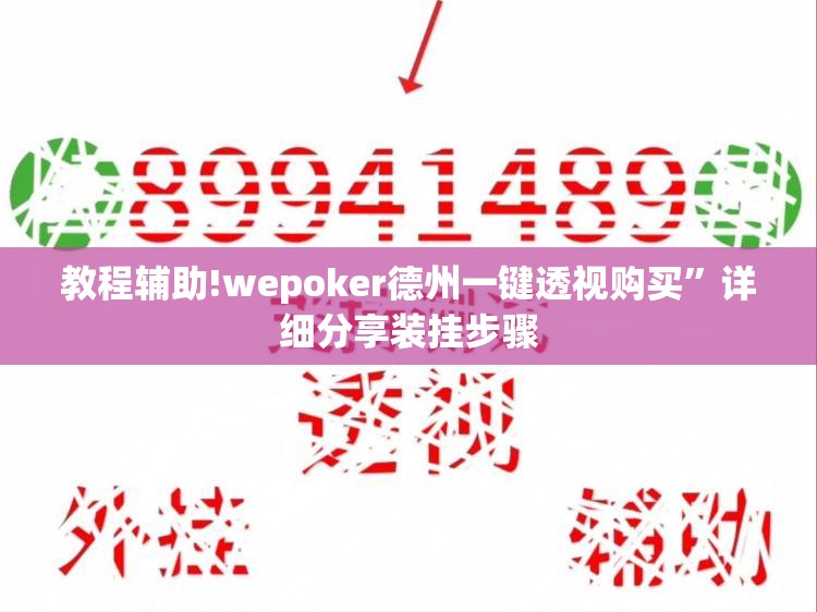 教程辅助!wepoker德州一键透视购买”详细分享装挂步骤