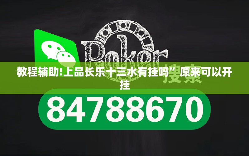 教程辅助!上品长乐十三水有挂吗”原来可以开挂